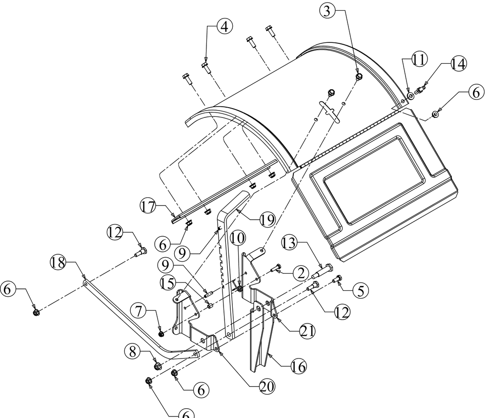 Tine Shield Diagram and Parts List for RT35 (21A62M8710)(2017) Cub Cadet Tiller